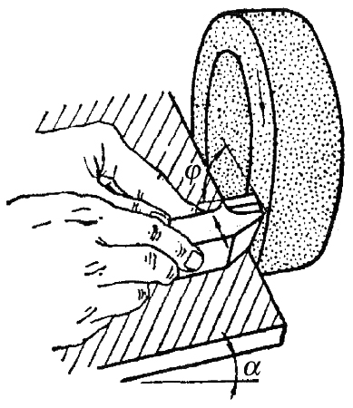 Afilado de la cuchilla superior: el método de afilar la cuchilla superior como se muestra en la figura: