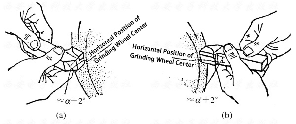 Rough sharpening the major flank face and the minor flank face